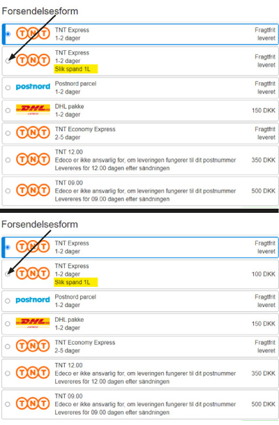 alternativ vid utcheckning